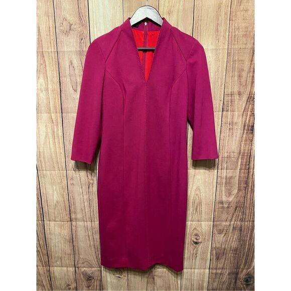 Carlisle Collection size 2 Fuchsia V-Neck Sheath Dress - Picture 1 of 10
